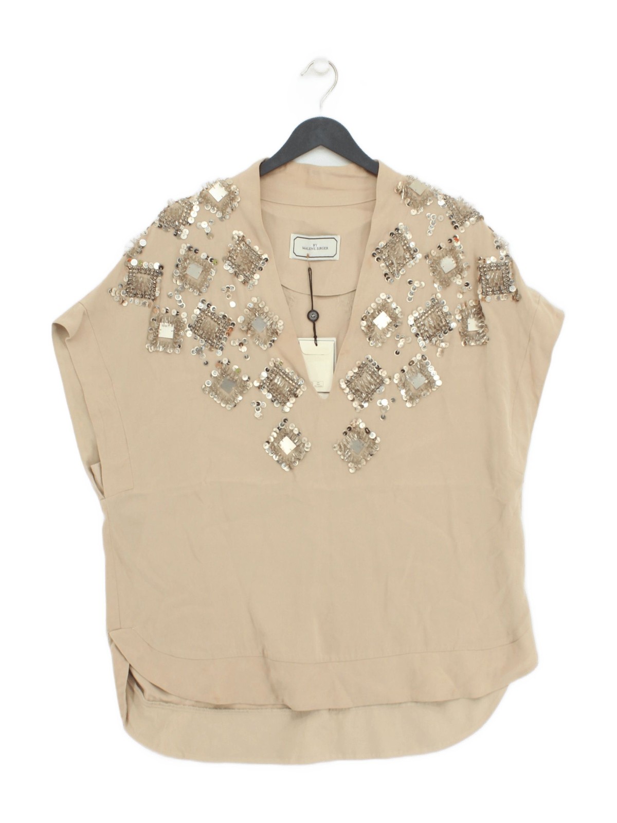 By Malene Birger Women’s Top UK 8 Tan Viscose with Silk, Nylon Tunic