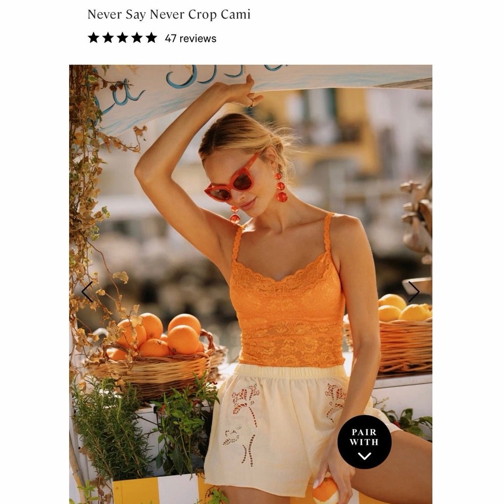 NWT COSABELLA “Never Say Never” Crop Camisole Size Medium