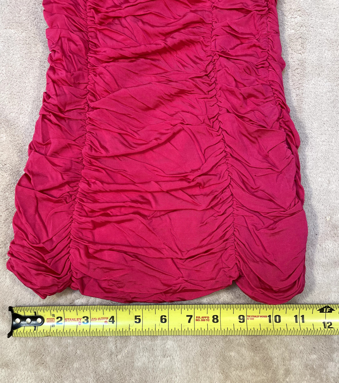 XXI Top Women’s Small Red Strapless Ruched Seams Gathered Stretch Rayon Lined