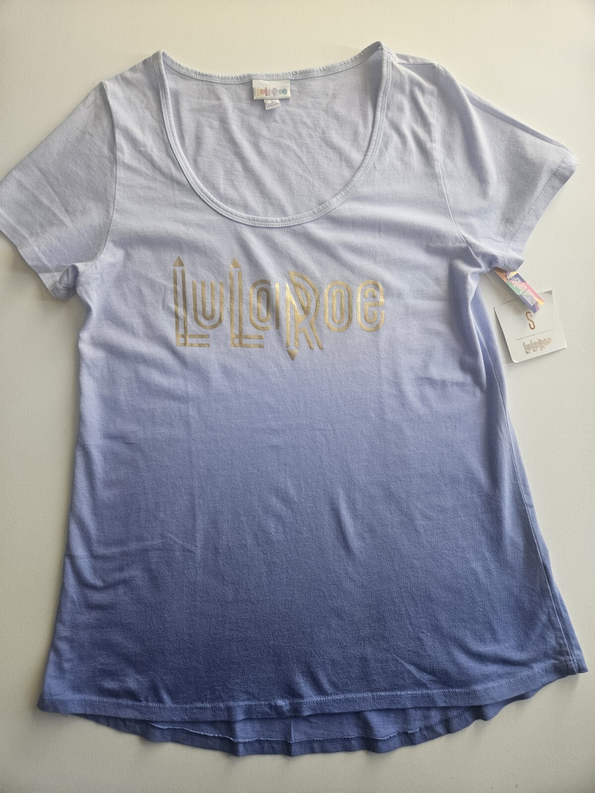 LuLaRoe Oversized Sleepshirt Womens Small Purple Gold Relaxed Graphic Casual Tee