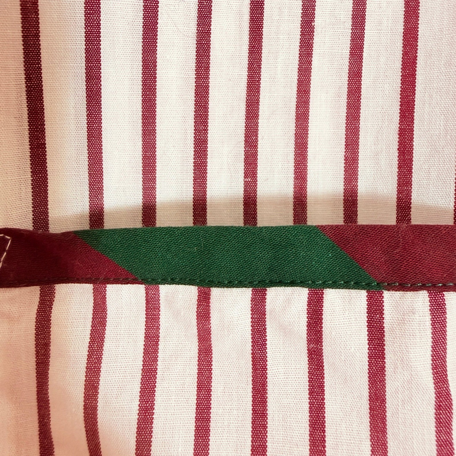 VTG 90s Talbots Womens Red White Striped Cotton Button Down Shirt Green Trim Med