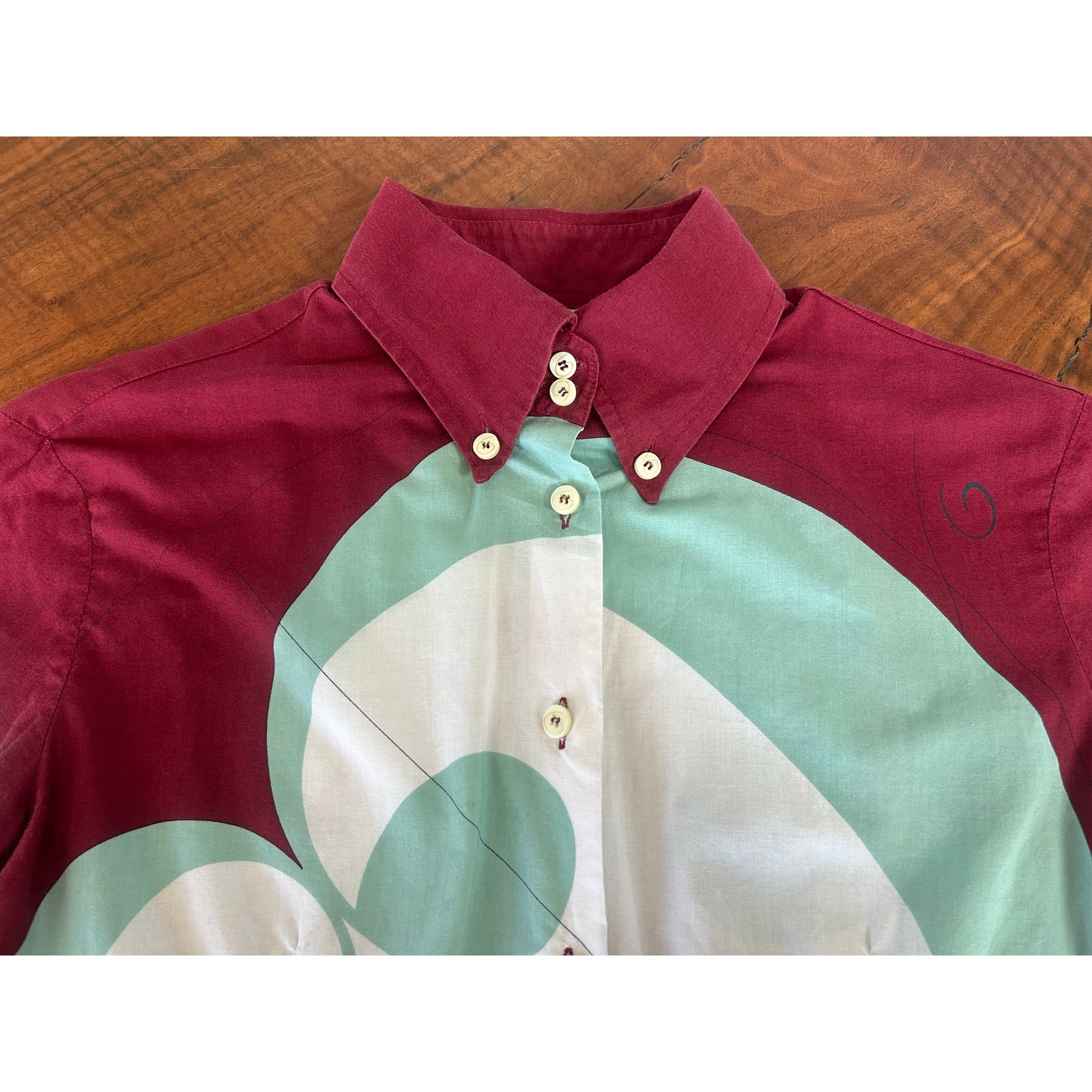Vintage Romeo Gigli Graphic Swirl Shirt Blouse IT 44 Archival ’90s Cotton
