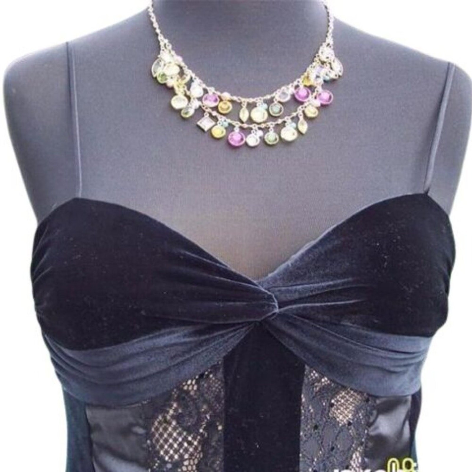 Cache Black Velvet Sheer Illusion Lace Top Cami Lined Sequins Bra New $128 NWT