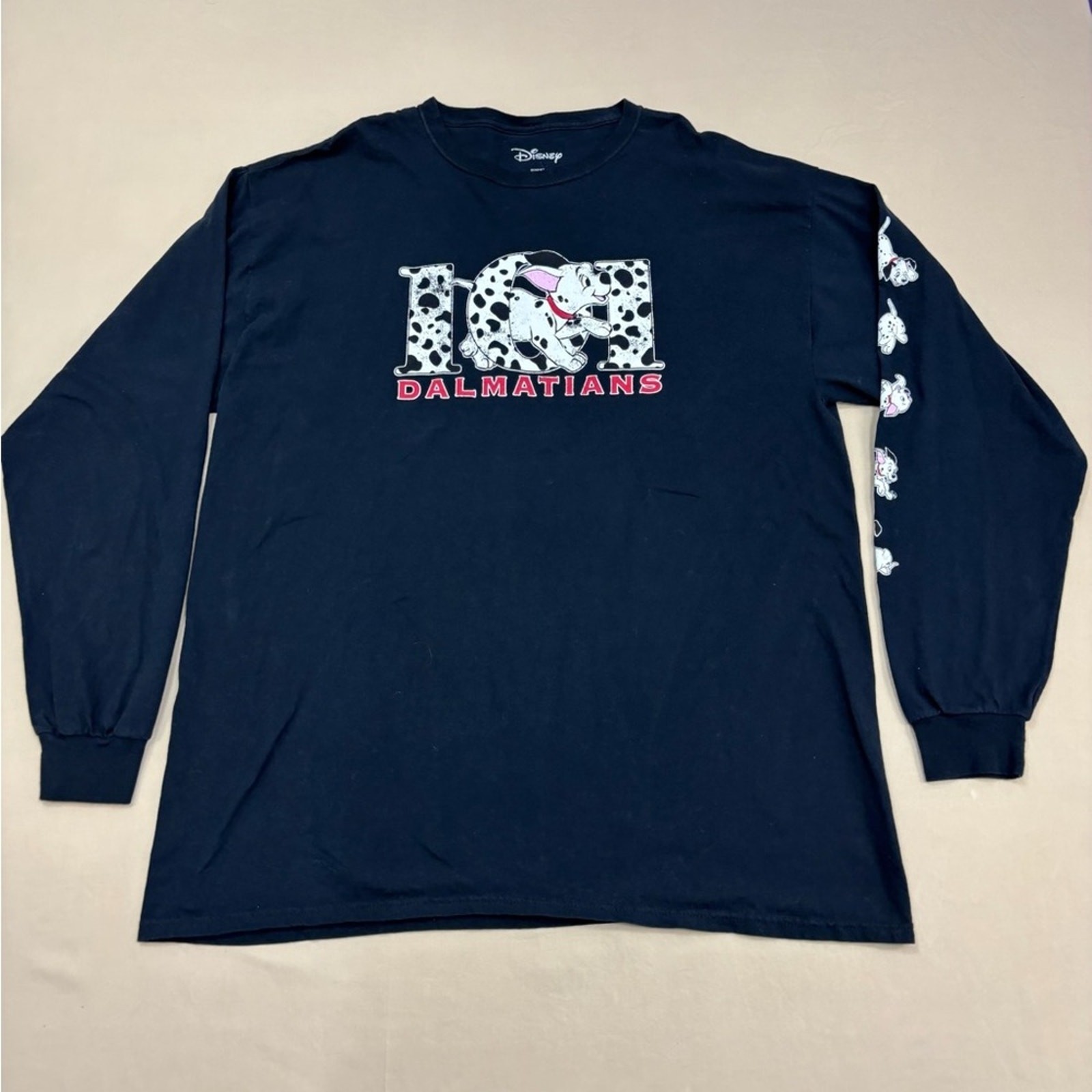 Disney Vintage Black and White 101 Dalmatians Graphic Long Sleeve Shirt Size XL