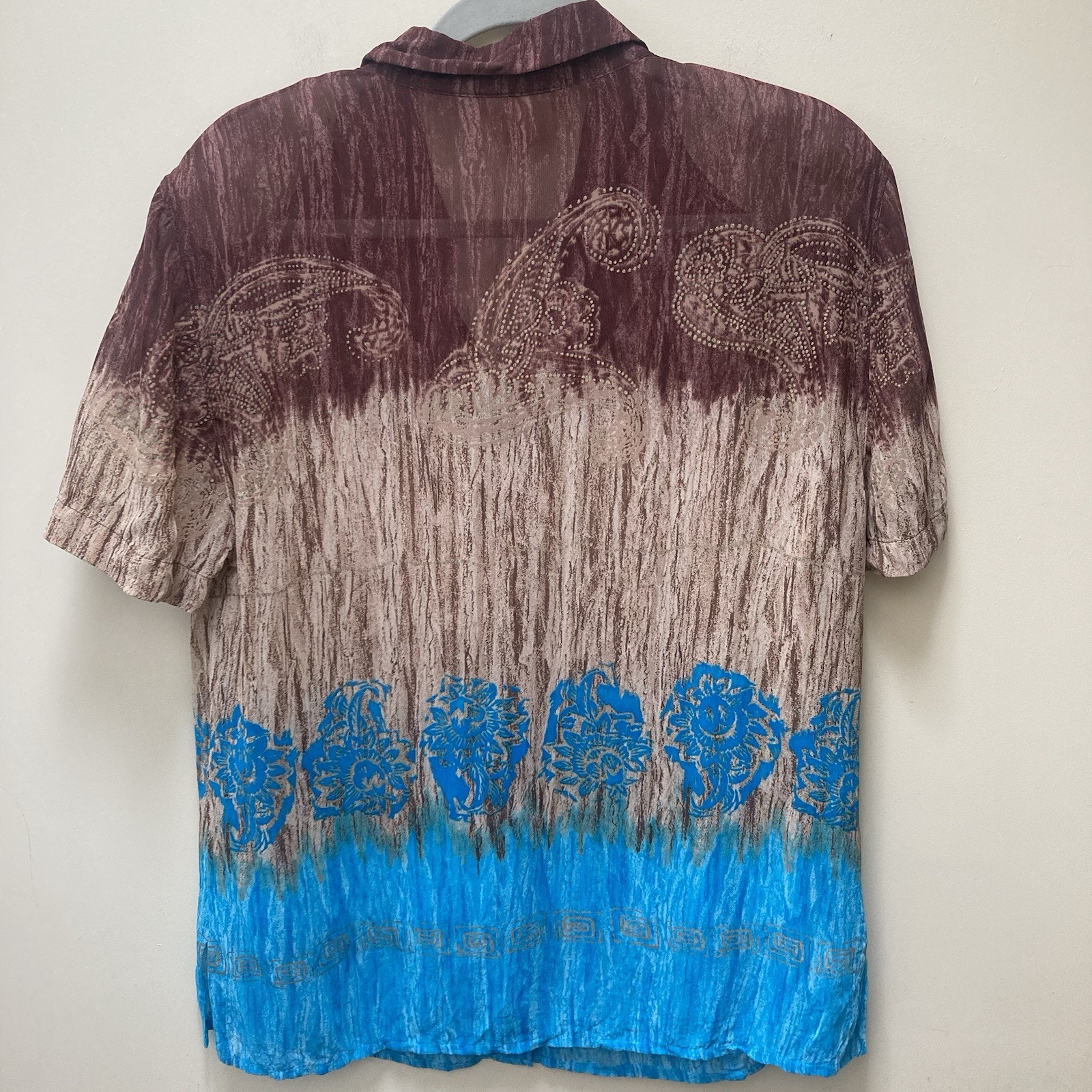 Vintage Betty Barclay Blouse UK 16 EU 42 Brown Turquoise Ombre Paisley Viscose