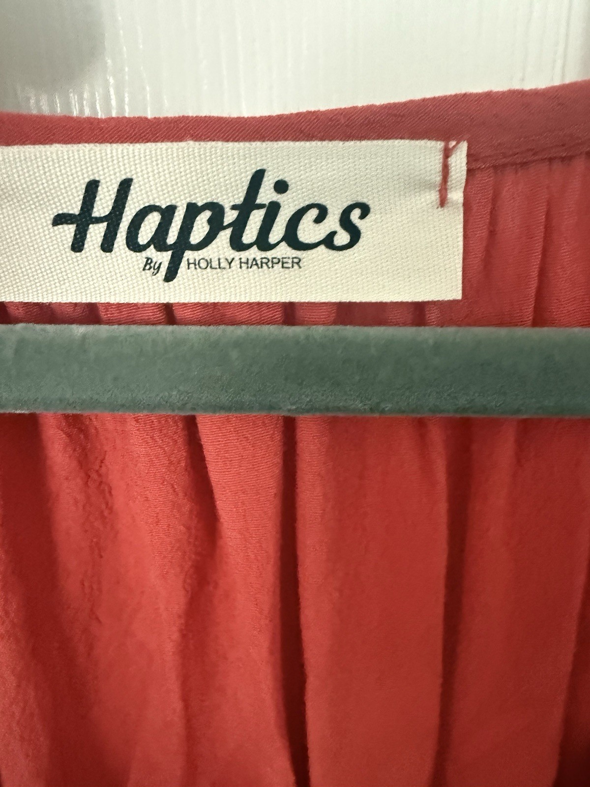 Haptics 1X Red Solid V-Neck Ruffle Long Sleeve Peasant Woven Rayon Blouse