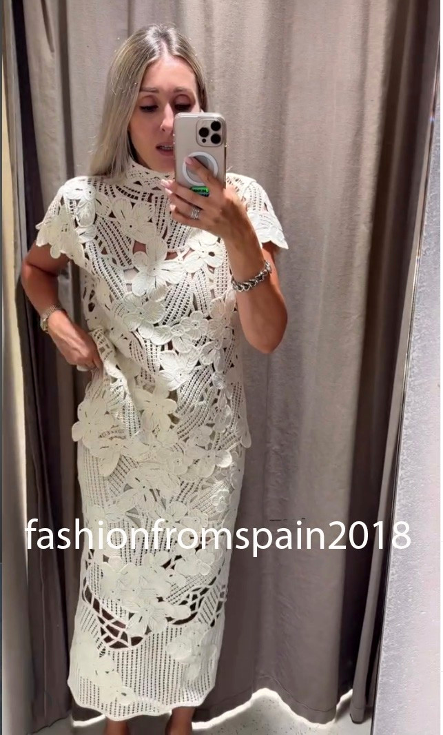 ZARA NEW WOMAN ASYMMETRIC HEM CROCHET TOP ZW COLL ECRU XS-L 4786/247/712