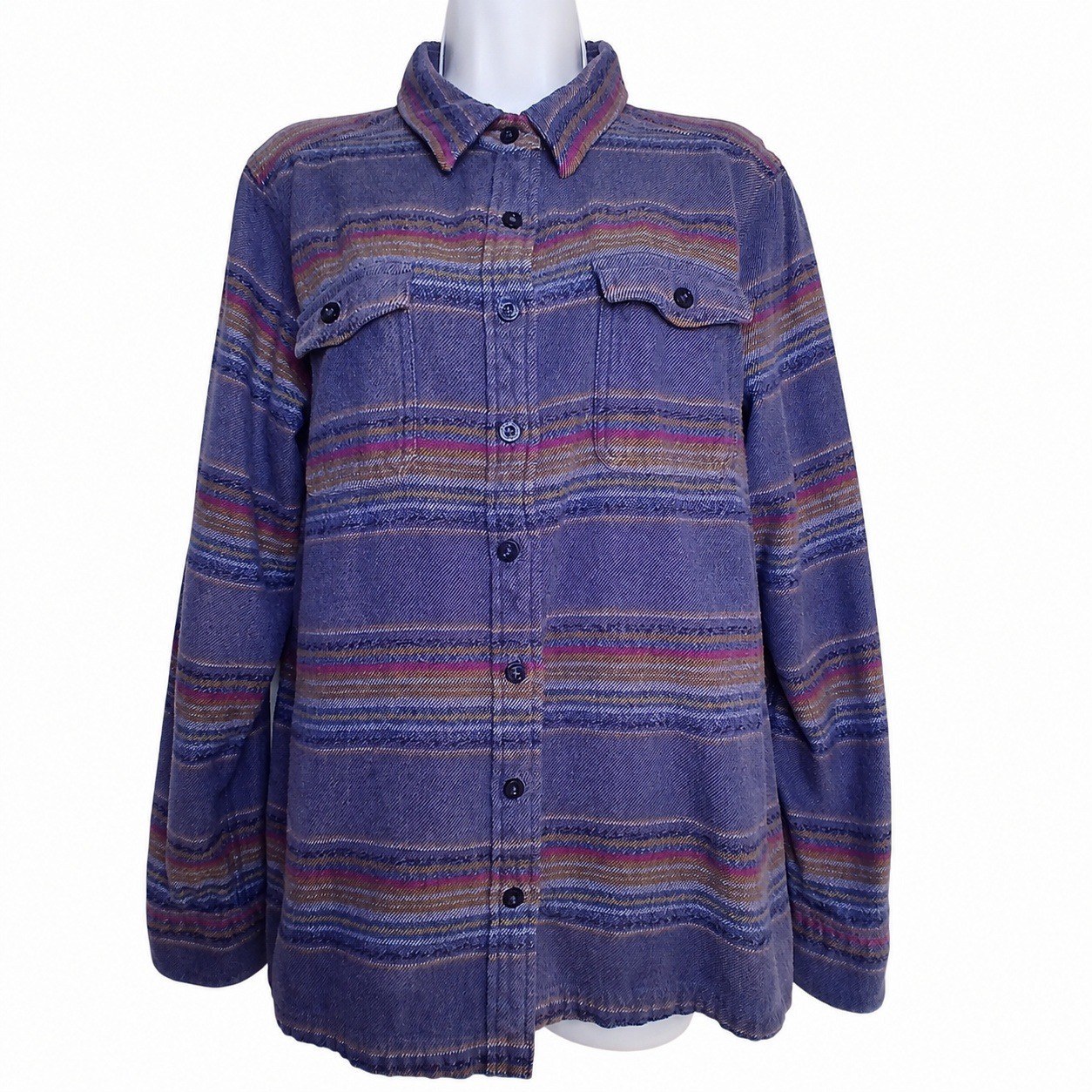 Patagonia Women 14 Fjord Flannel Organic Cotton Gaucho Stripe Gorpcore Cabincore