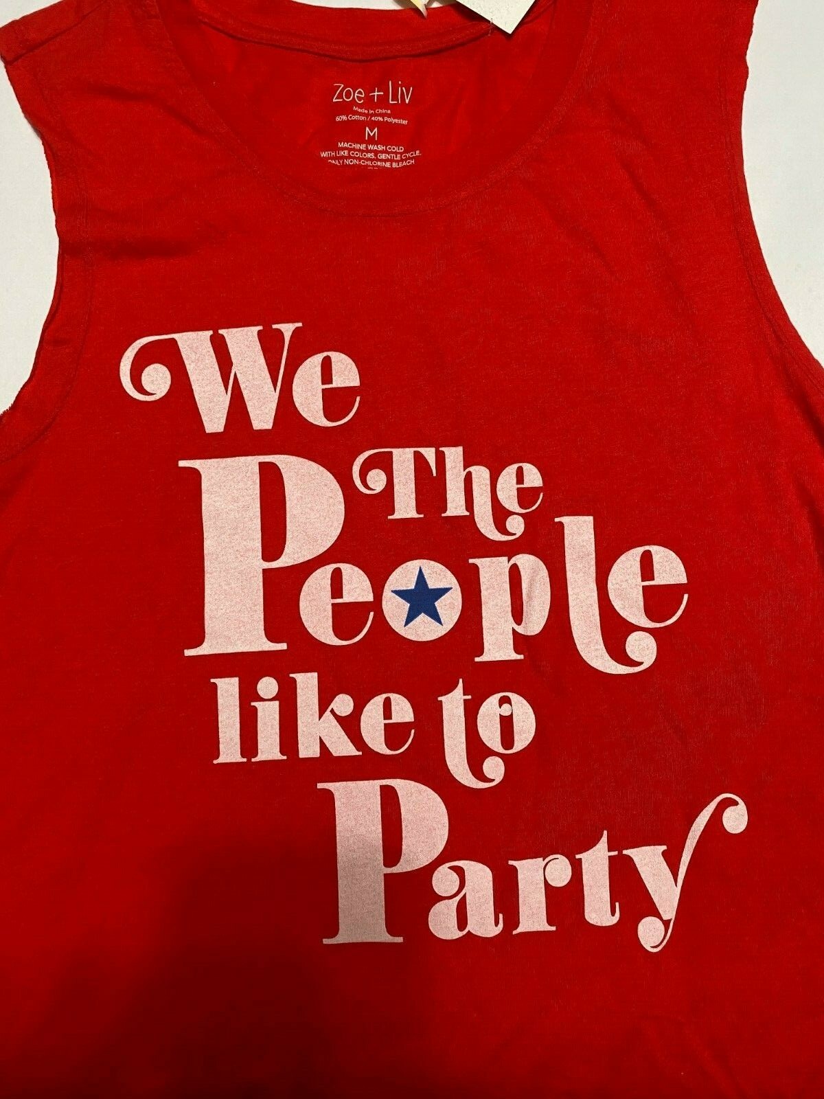 Juniors’ -We the People Like to Party Tank Top – Zoe+Liv – Red-NWT