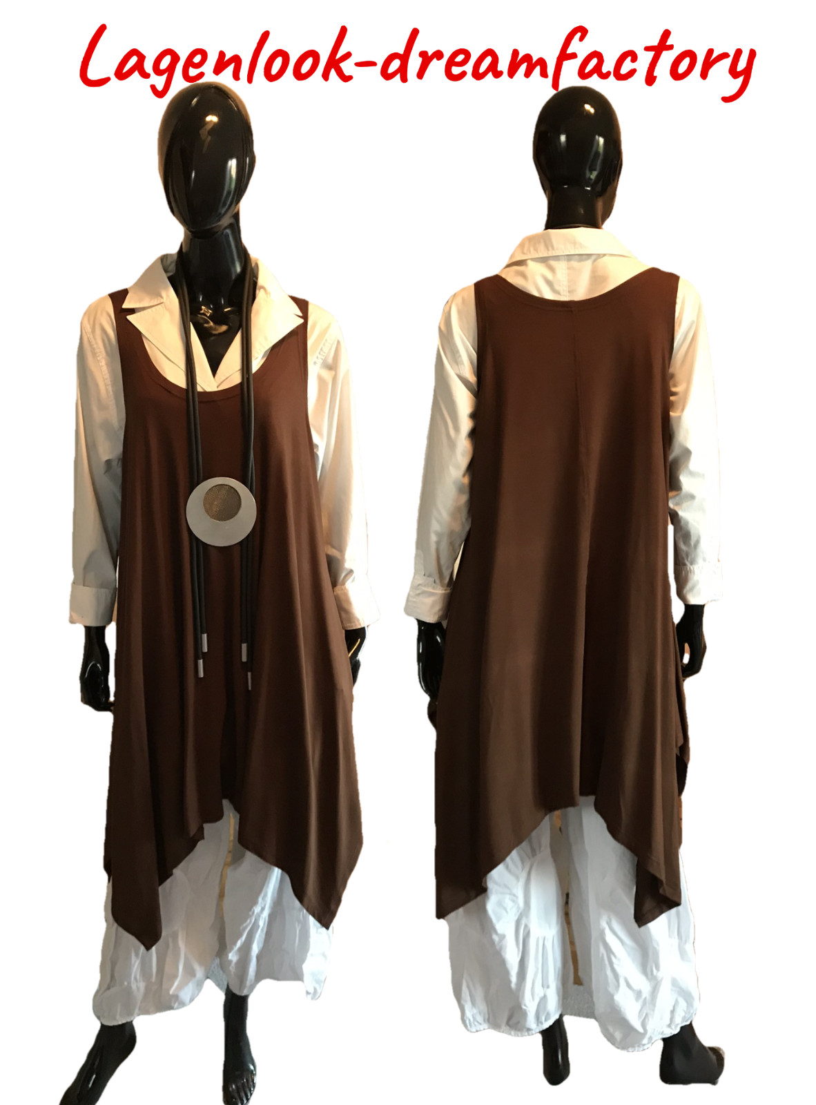 Myo Sophisticated Zipfel-Long-Top Tunic Shirt Chocolate 44,46, 48, XL, XXL