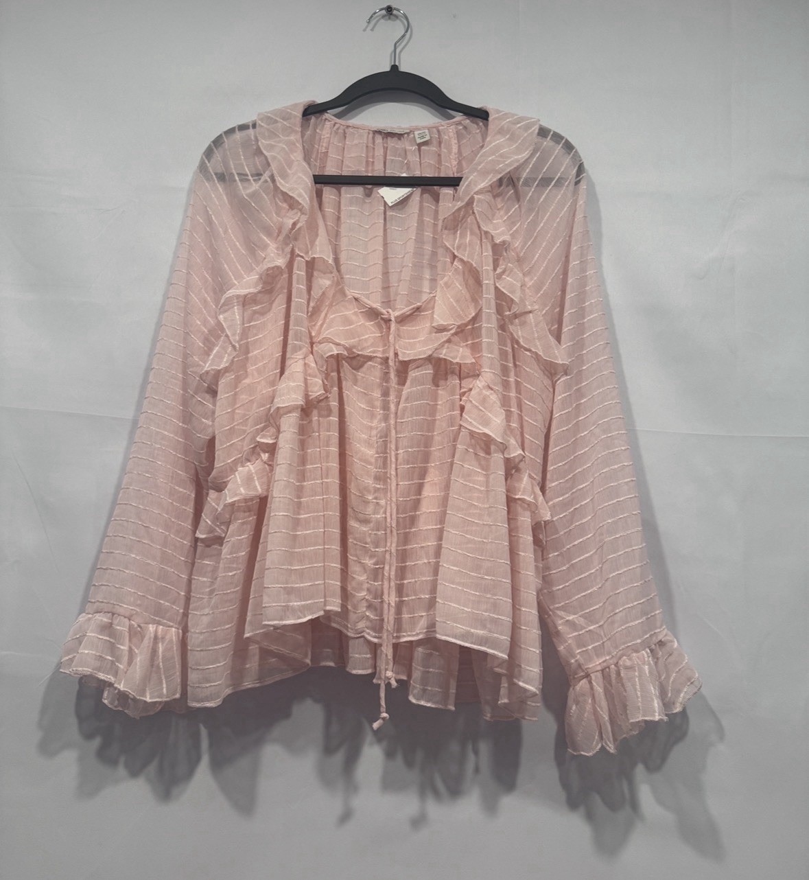 Cato Sheer Pink Sexy Babydoll Top Hi Lo Ruffles Soft Pink Size 18 20 2X