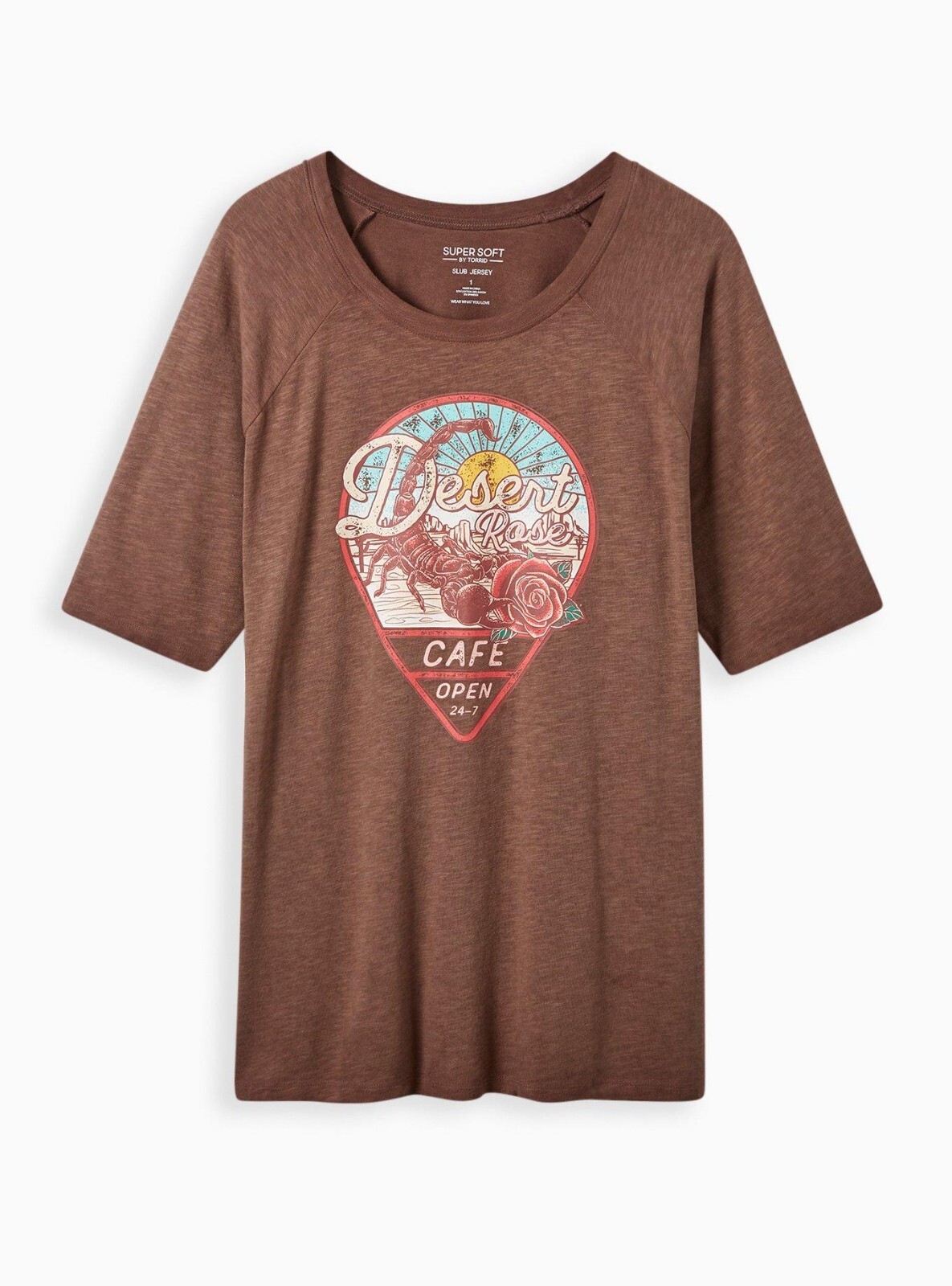 Torrid Desert Rose Super Soft Slub Raglan Tee Brown 2 2X 18 20 #B91588