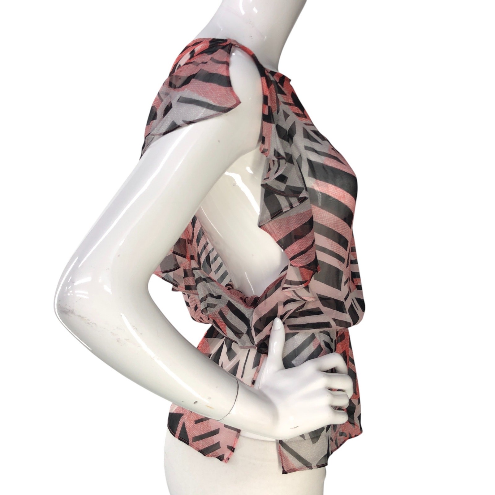 Diane Von Furstenberg DVF Womens Size 6 Top Sheer Drawstring Waist *NO CAMI