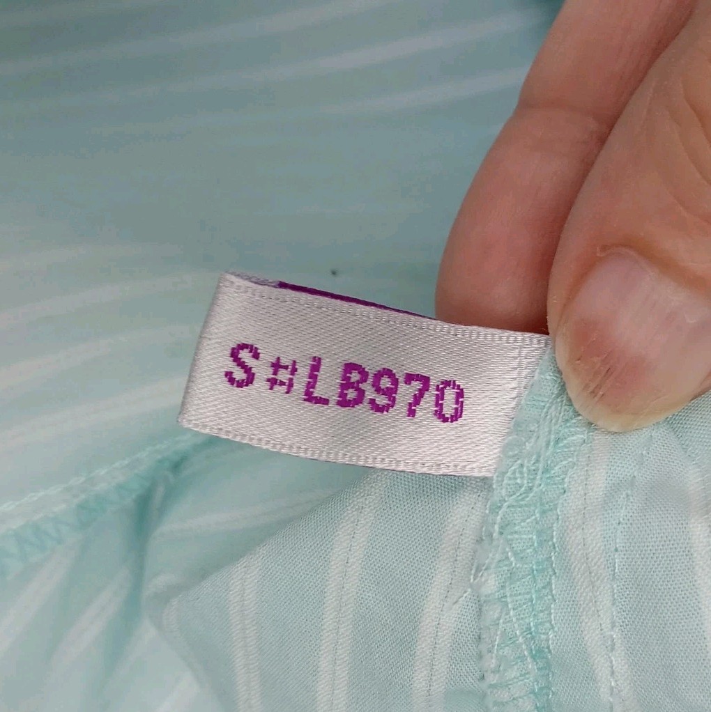 Lilac Bloom Women’s Blouse M Mint Striped Office Basic Button Up Long Sleeve