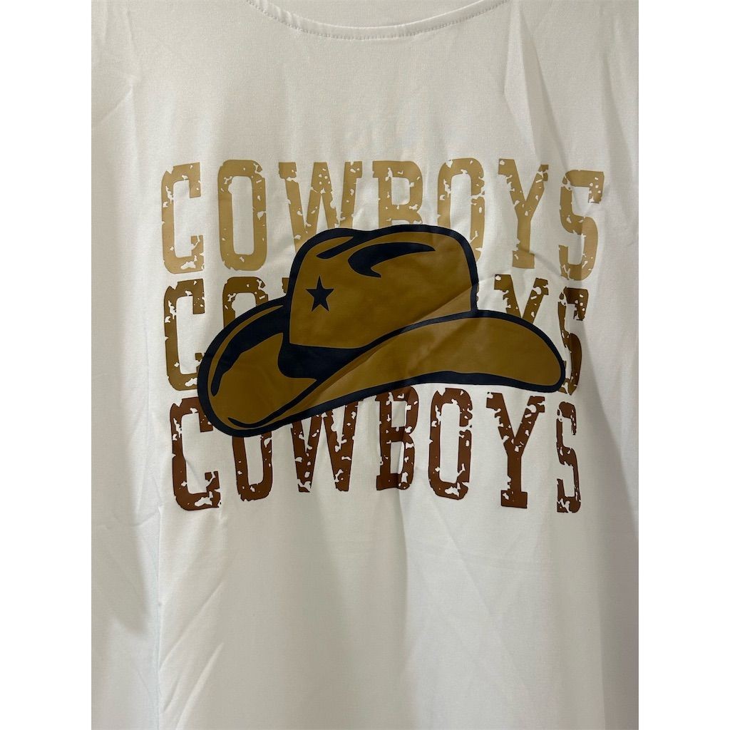 SHEIN T Shirt Women’s L Cowboy Hat Graphic Tee White Western Casual T-Shirt NEW