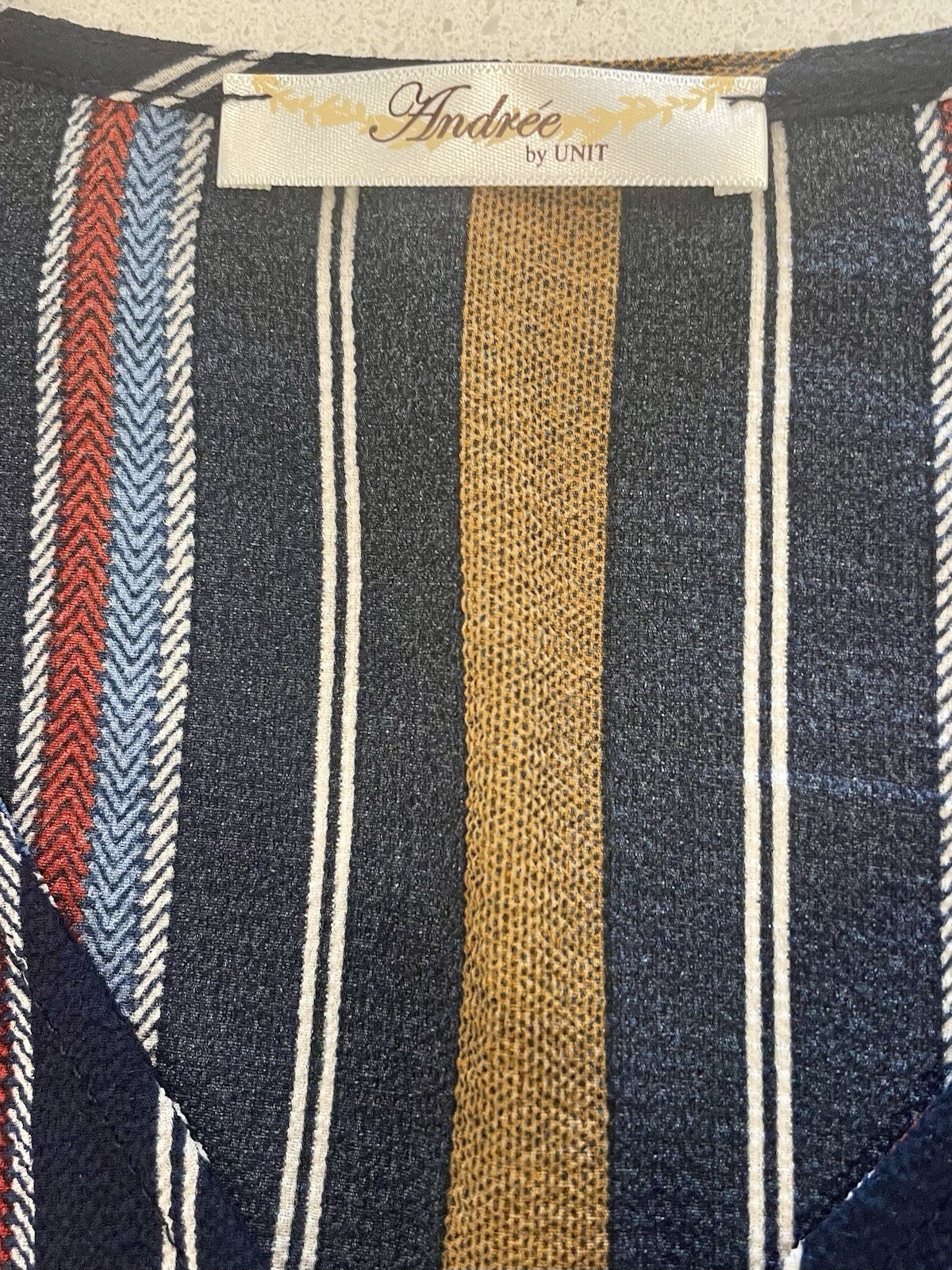 New Andree by Unit Striped Ruffle Blouse Size Medium M Top Summer Workwear NWT