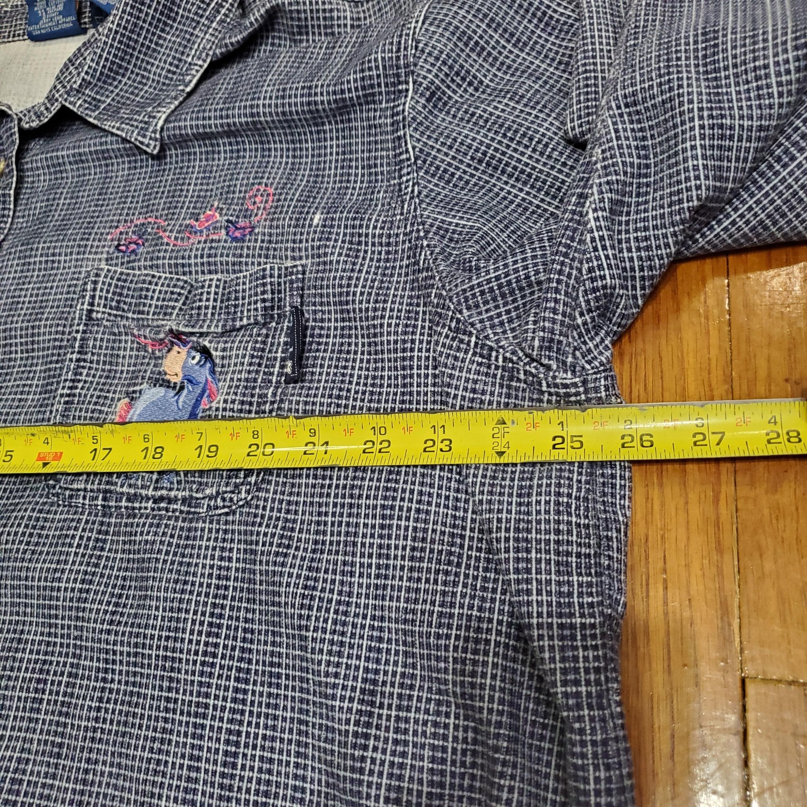 Disney Eeyore Shirt Womens 22W/24W Blue Embroidered Button Down Long Sleeve