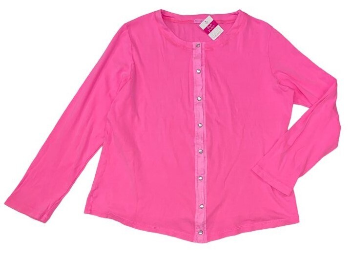 FRESH PRODUCE Small Cosmos PINK $74 Essential Cotton SNAP CARDIGAN Top NWT S