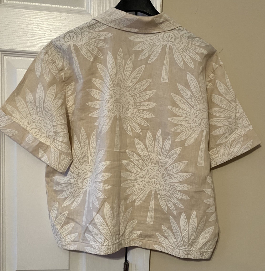 Spartina 449 100% Linen Floral Boxy Blouse Boho Coastal Resort LARGE CUTE😍NEW