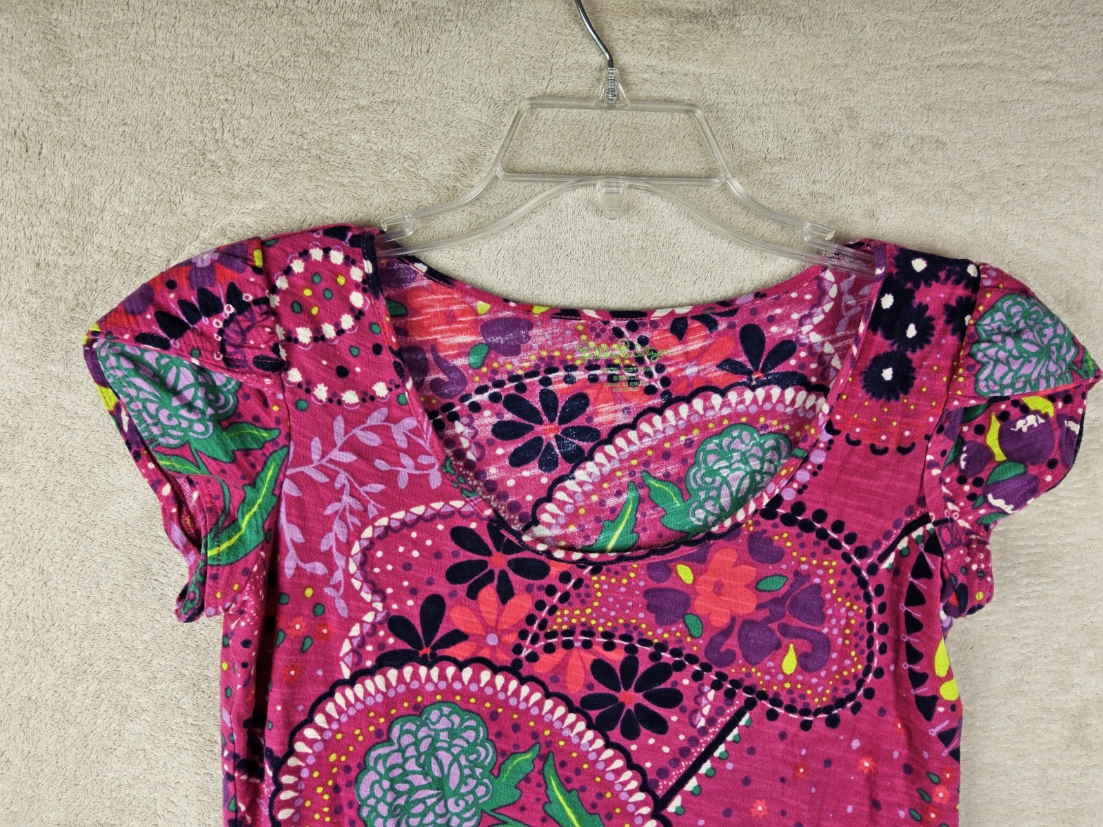 Lilly Pulitzer Women’s Floral Cotton Short Sleeve T-Shirt Top Size S