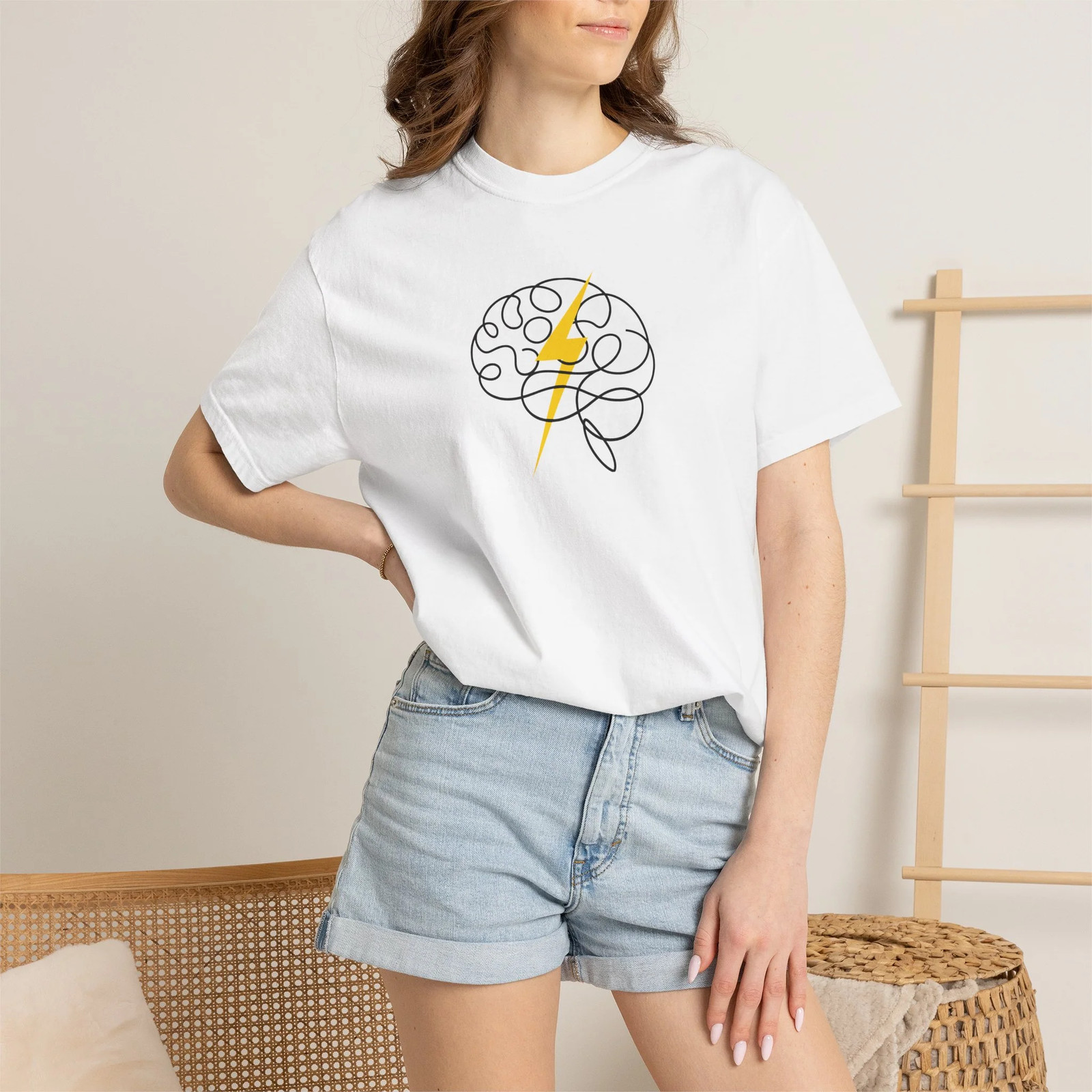 Electric Mind Brain Lightning Garment-Dyed T-Shirt