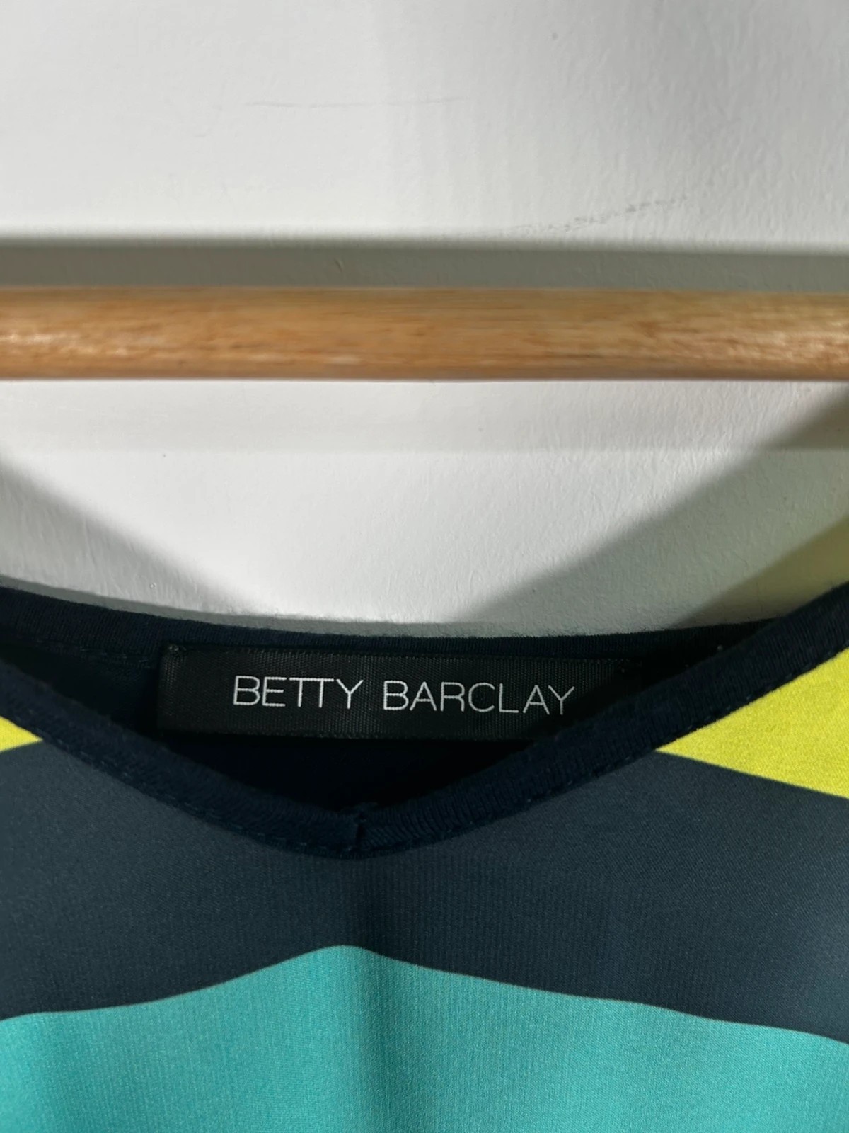 Betty Barclay Womens Colour Block Tie Front Top Green Blue Size 42