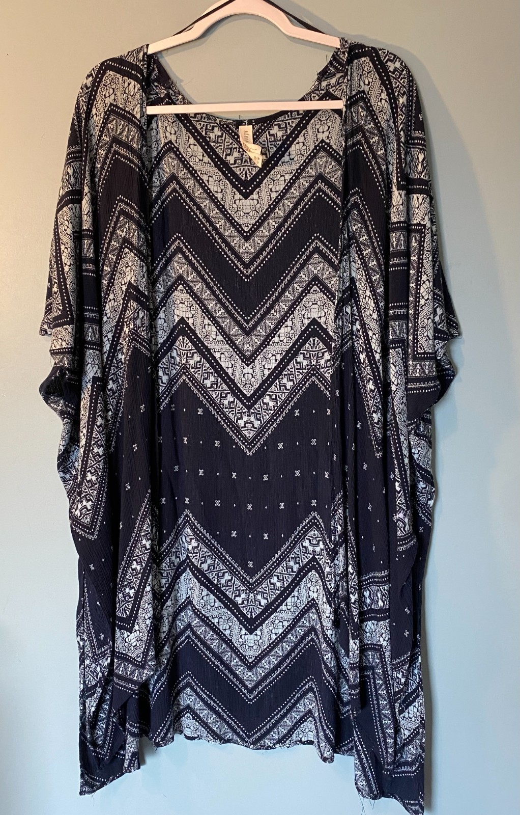 Aeropostale S M Luxe Blue Kimono Top Tribal Geometric Pattern Trendy Cabana