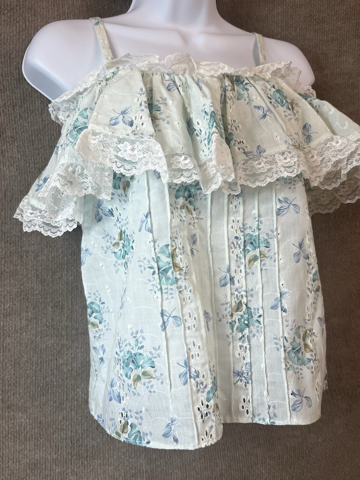 Vintage Handmade Top Ruffle Strappy Gypsy Cottage Peasant Hippie Boho 60s 70s