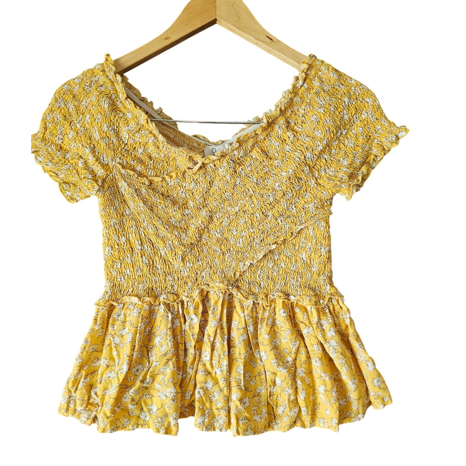 Japna Blouse Top Women S Yellow Floral Babydoll Fairy Cottagecore Peasant Boho