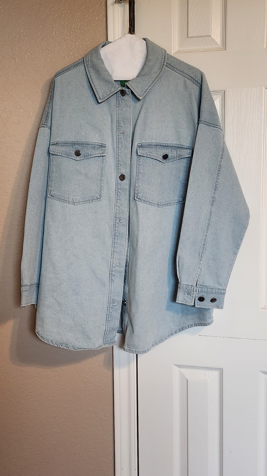 Oversized Denim Jacket Vintage Style Hem Shacket Women’s Size 1X Blue By DIP