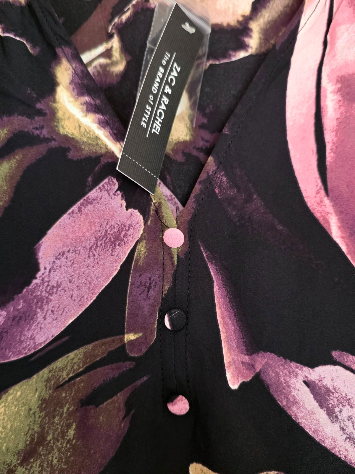 Zac & Rachel Women’s M Cashmere Rose Floral Ruffle Sheer Top NWT