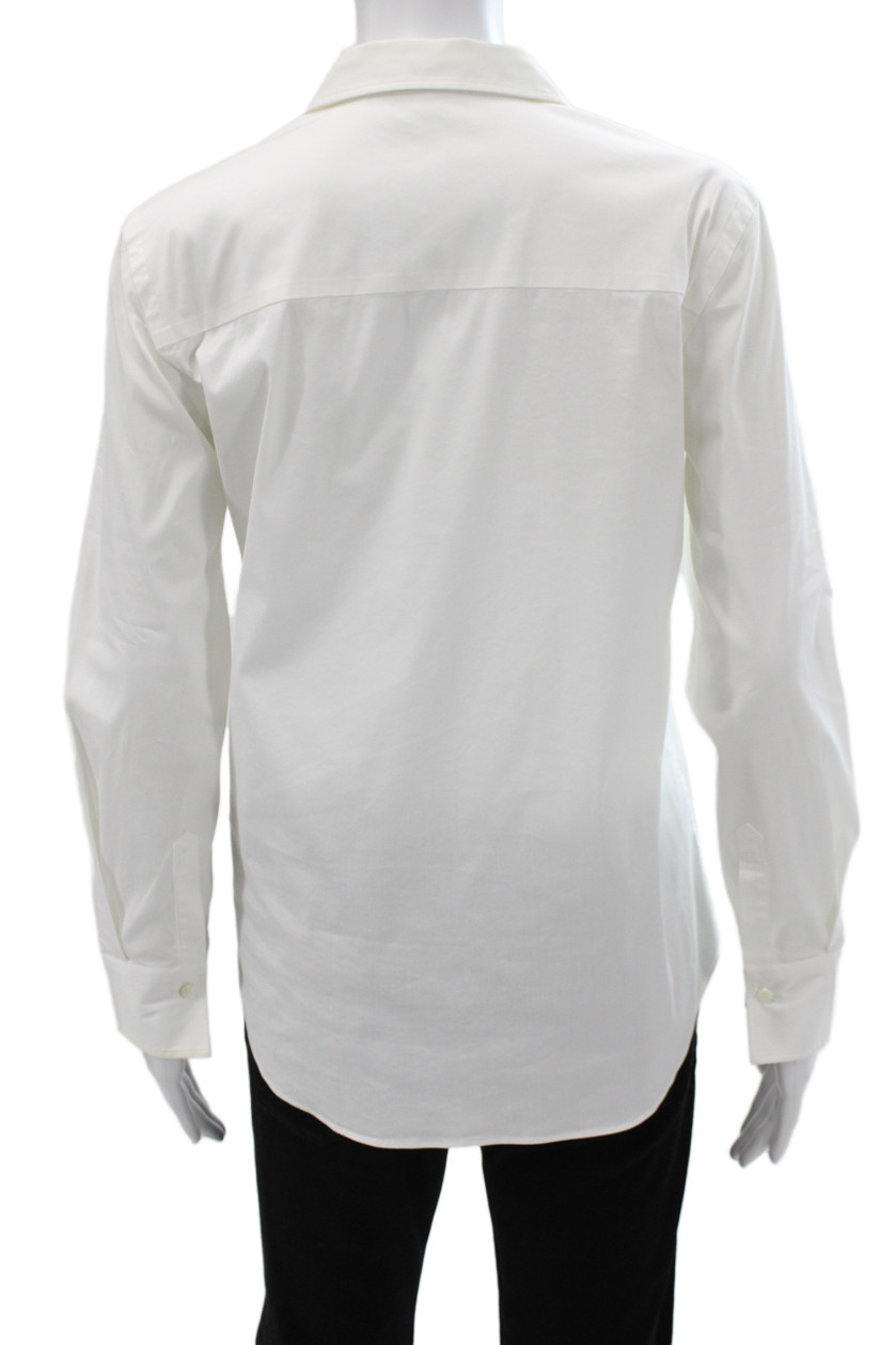 Brunello Cucinelli Womens Collared Button Up Top White Long Sleeve Size S