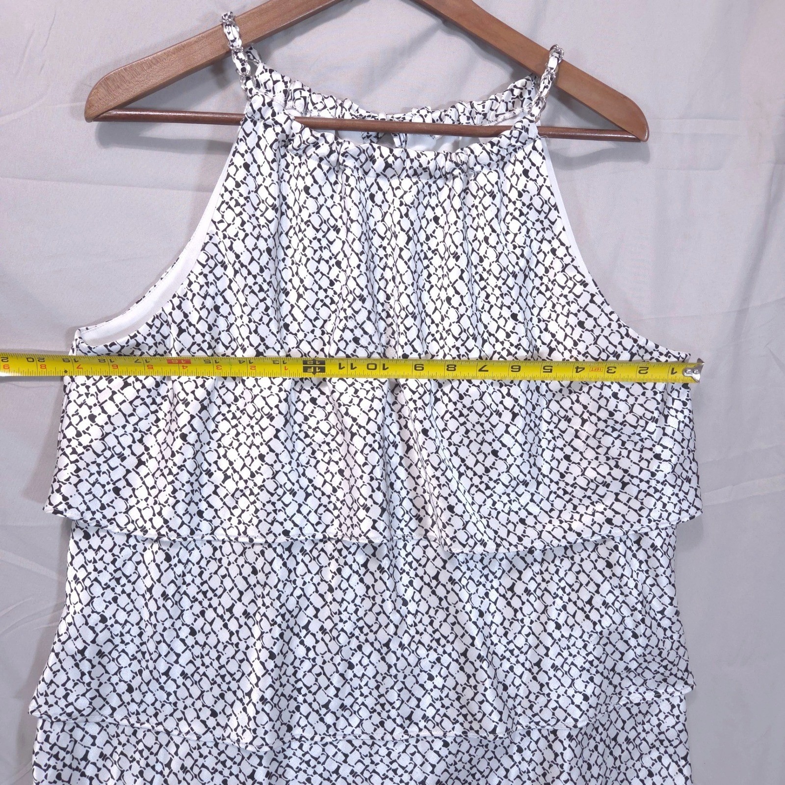Jackie Jon Tiered Ruffle Chain Strap Top Womens XL Tie Back Artsy FlowyWhite