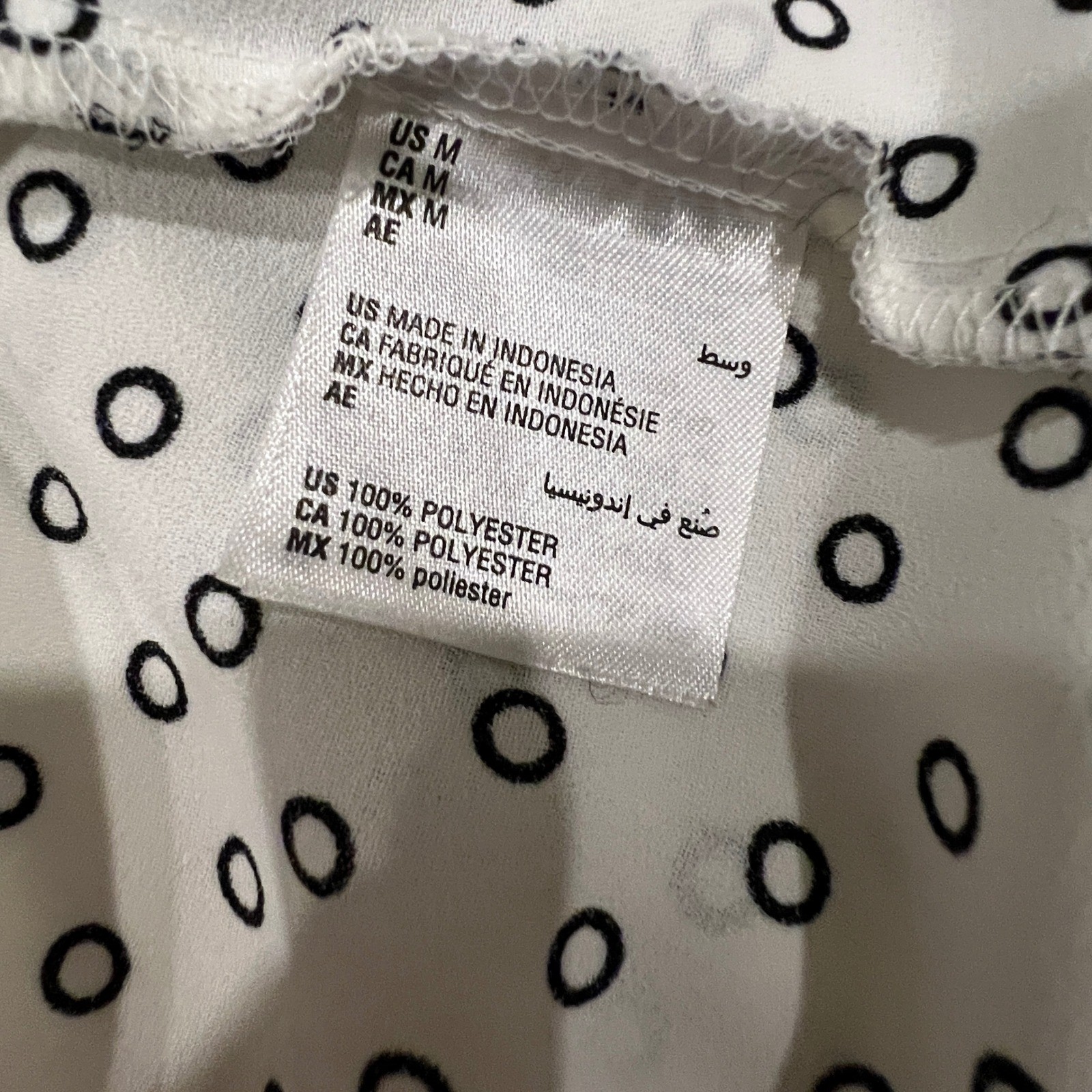 Alfani Blouse Women M Black White Circle Print Tie Waist Balloon Sleeve Mod