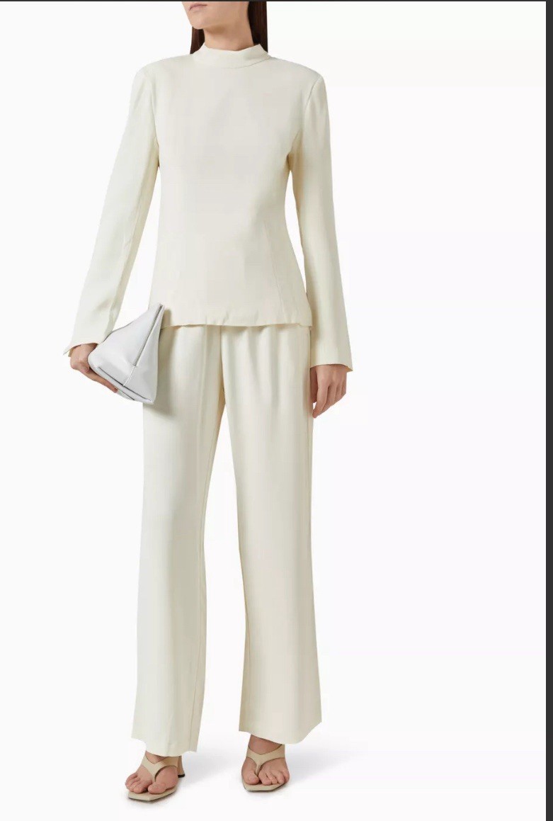SOLID & STRIPE Sofia Richie Grange Minimalist Ronit Sleeve Top Cream Small