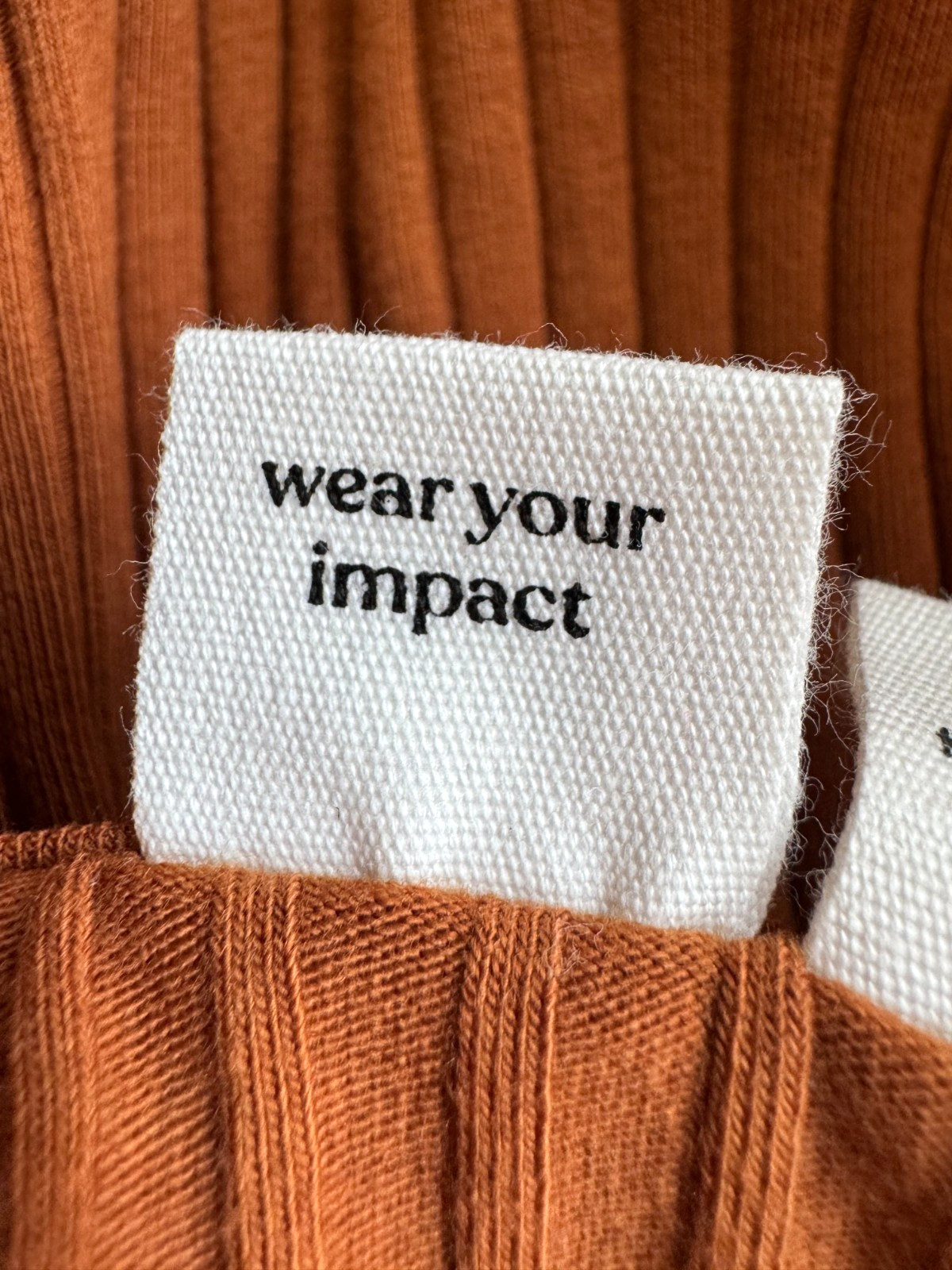 Tentree Newell Ribbed Organic Cotton Long Sleeve Top Toffee Lettuce Edge Hem XL