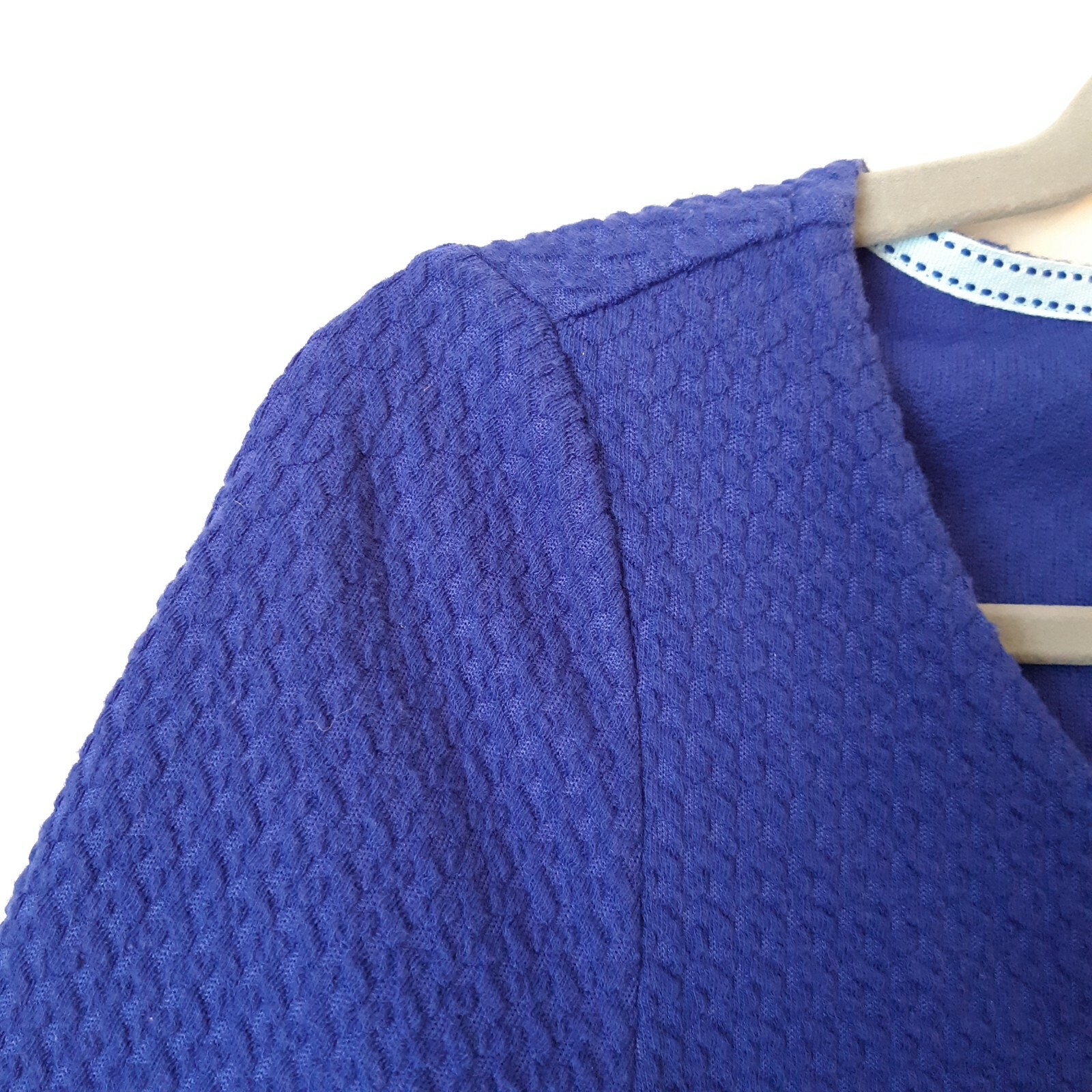 Anthropologie 9-H15 STCL Textured Fabric Top Deep Blue side Zipper small peplum