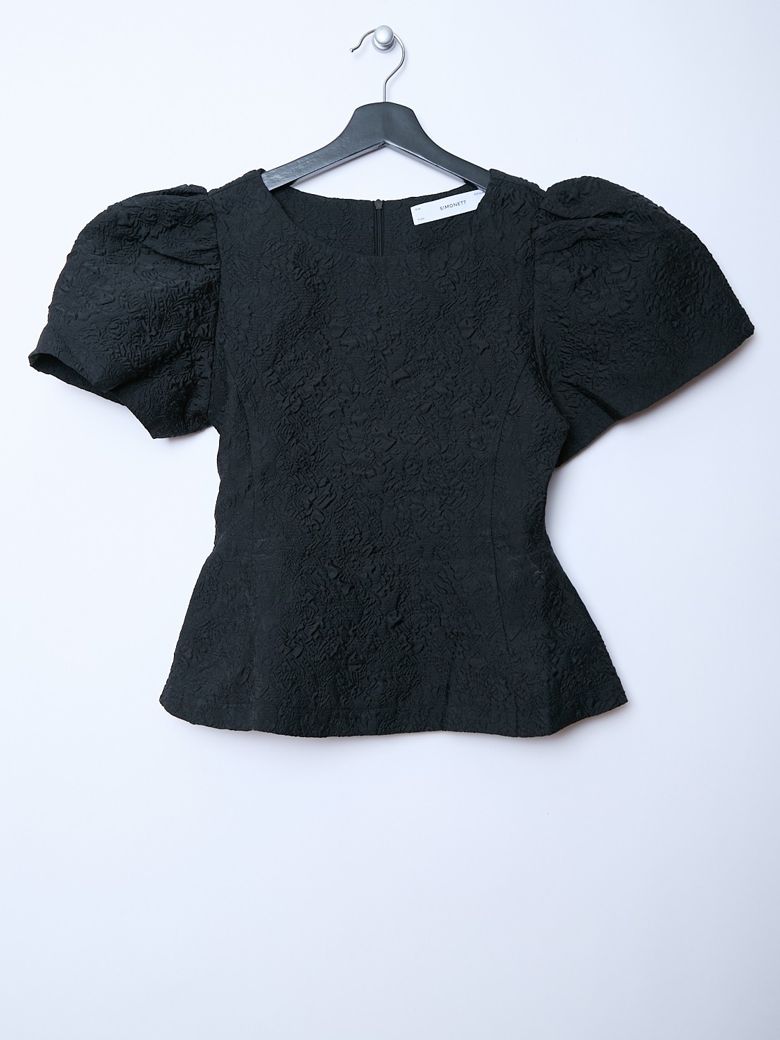 Simonett Puff Sleeve Structural Victorian Textured Japandi Scandi Style XS Top