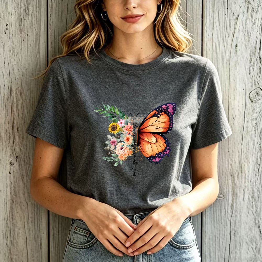 Inspired Floral Monarch Butterfly T-Shirt There Is Magic In All Of Us Casual Top