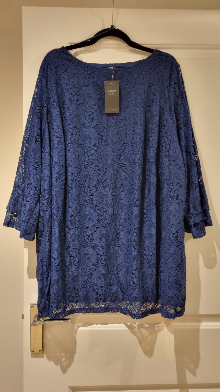Joanna Hope Navy Blue Lace Tunic Top Size UK 32 / US 28 Evening Party NWT