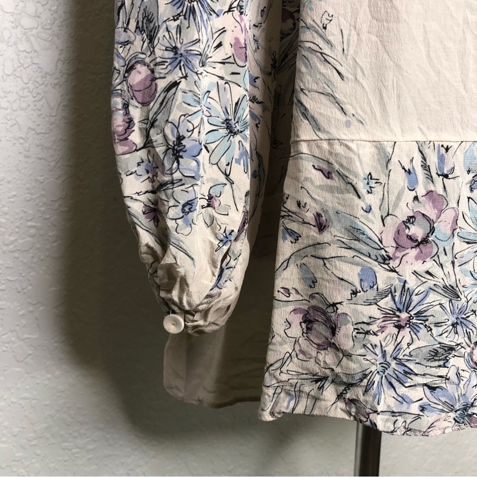 Rebecca Taylor pale pink purple floral scoop neck silk top size 4