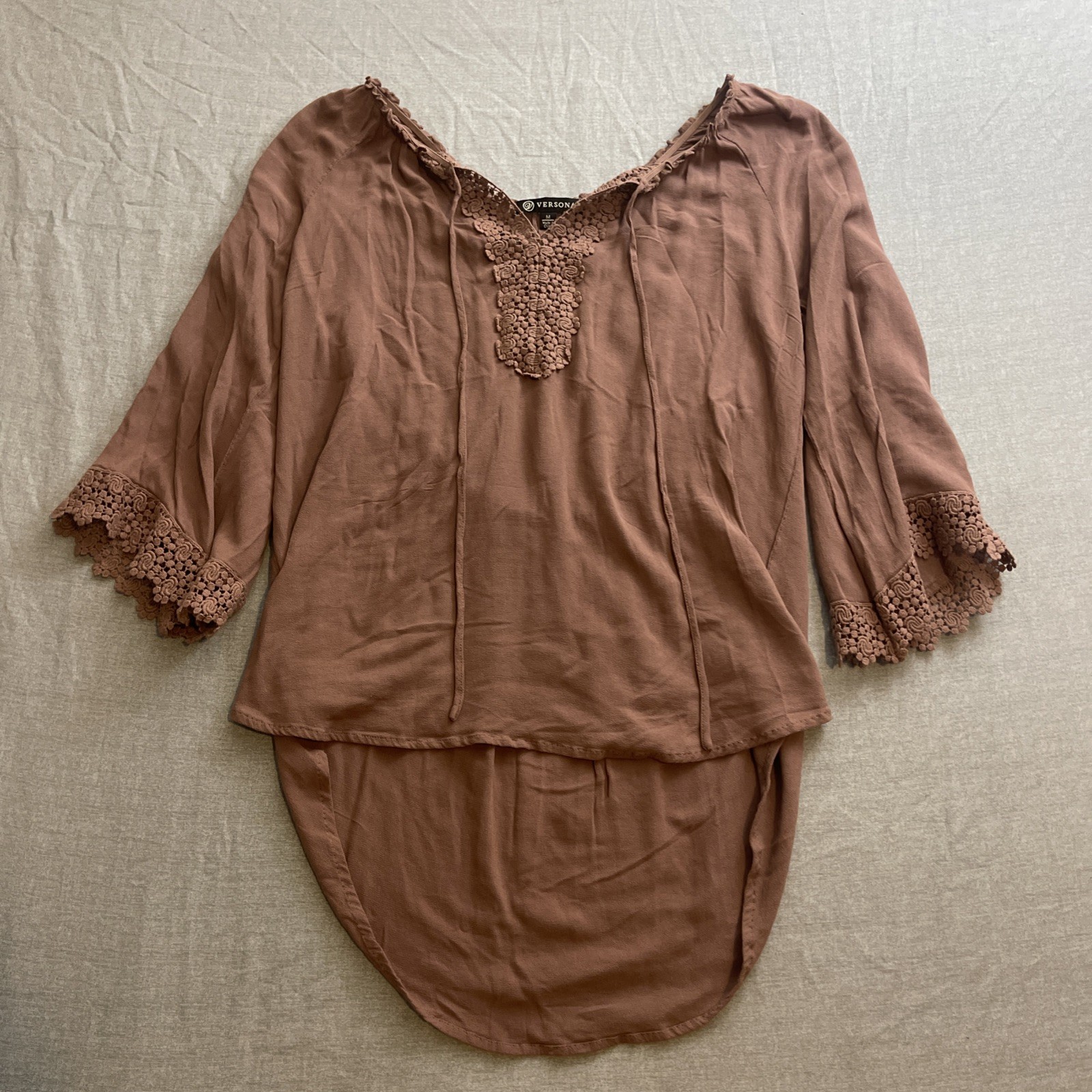 Deep Beige Front Tie Blouse size M from Versona