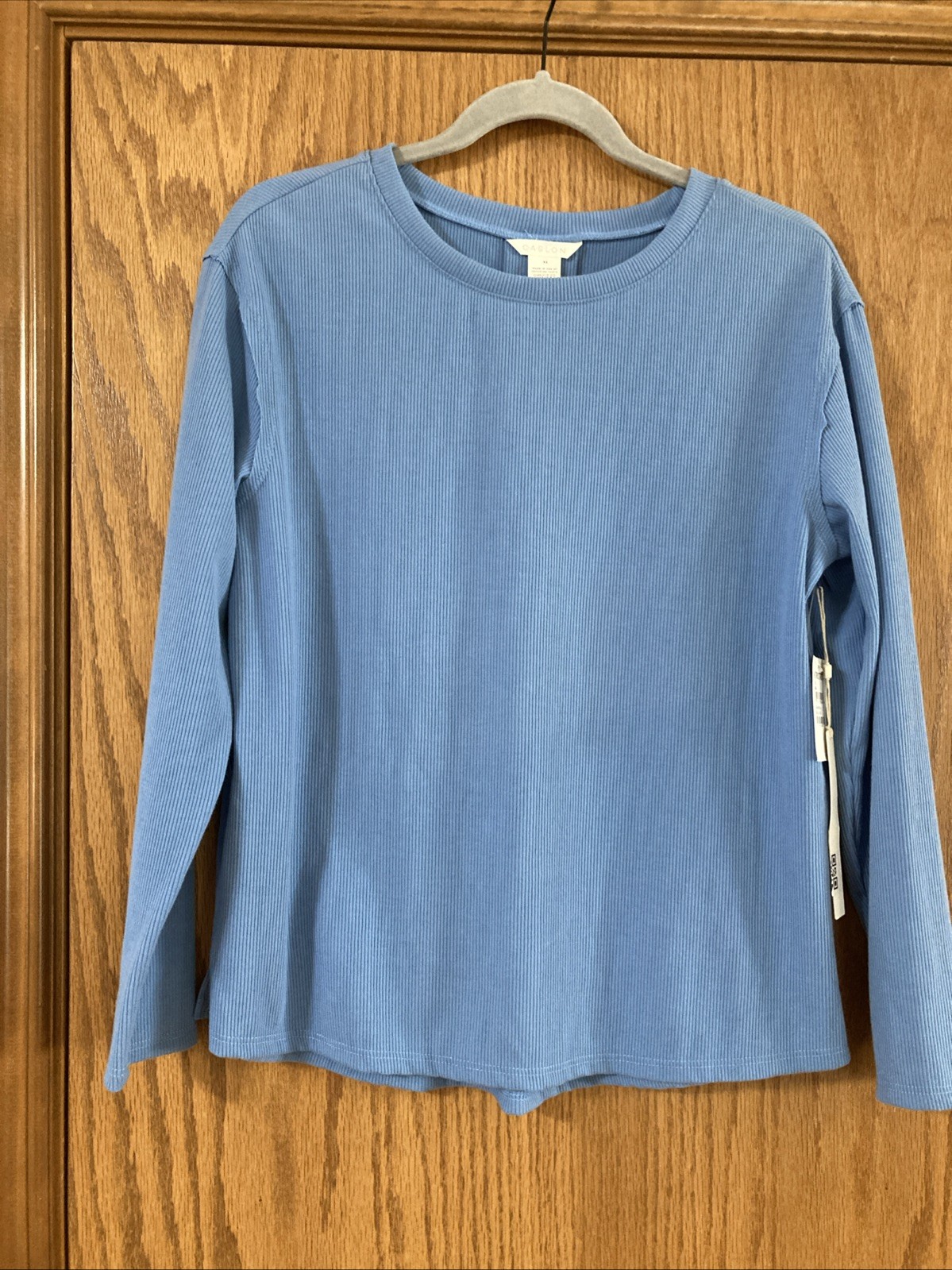 Caslon Long Sleeve Top, NWT, Size XS, Light Blue, Long Sleeve, Ribbed Poly Blend