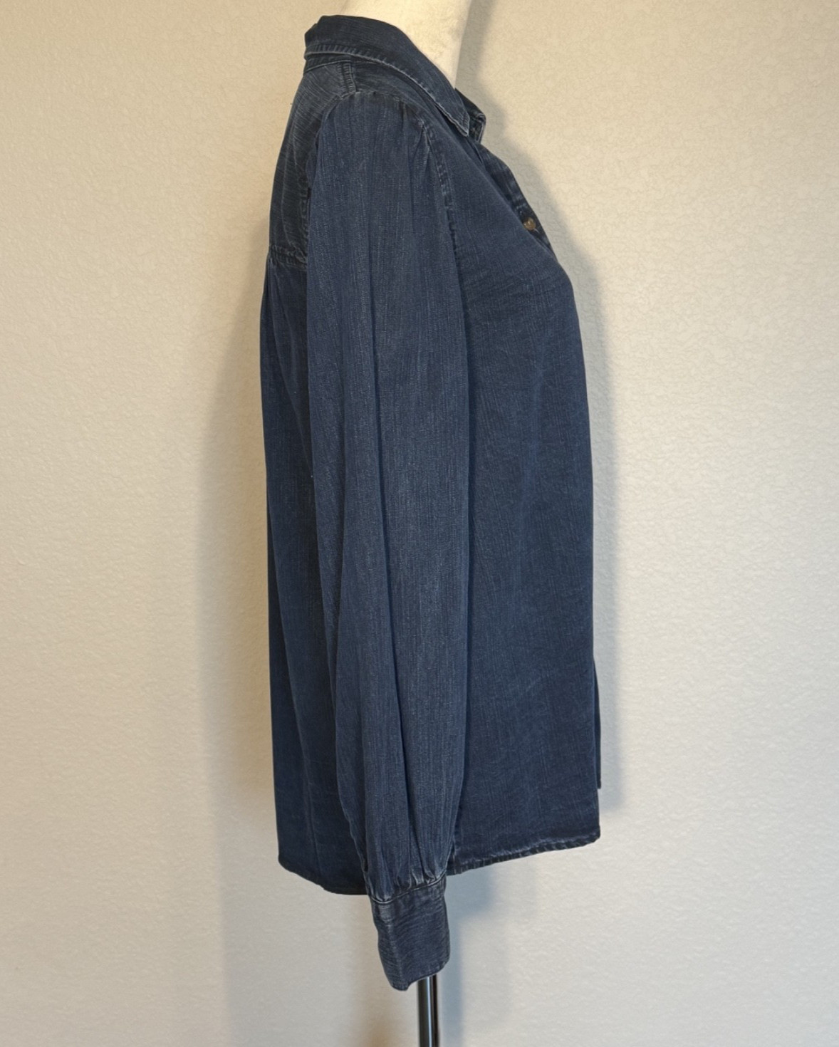 Rails Small Women’s Dark Denim Wash 100% Lyocell Angelica Puff Sleeve Blouse