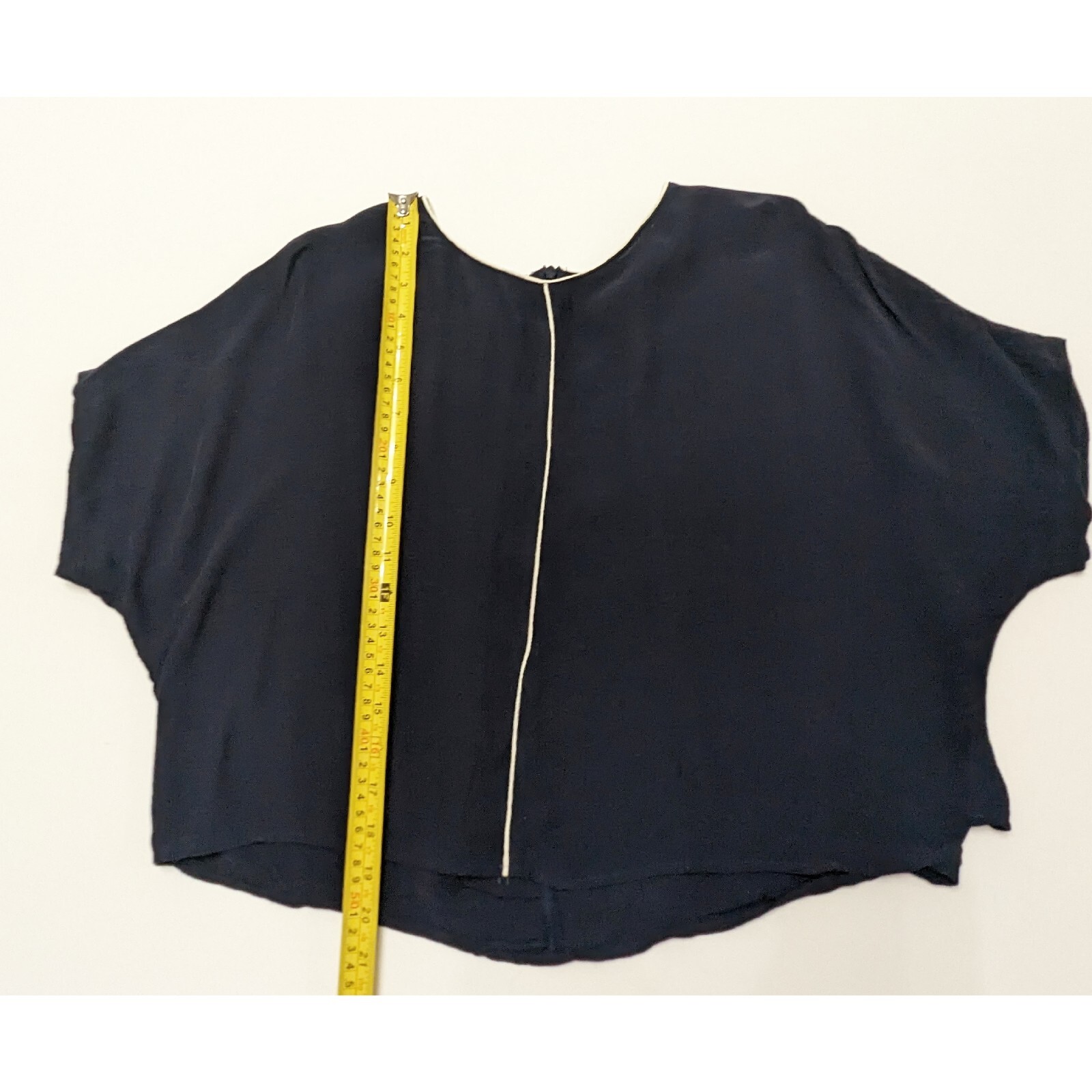 Zara Basic Cape Style Cropped Short Sleeve Two Tone Blouse With Flowy Back Sz XS