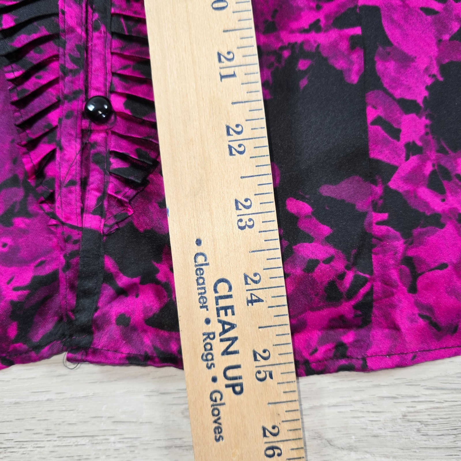 Floral Blouse Top M Satin Long Sleeve Rose Black Victorian Office Evening