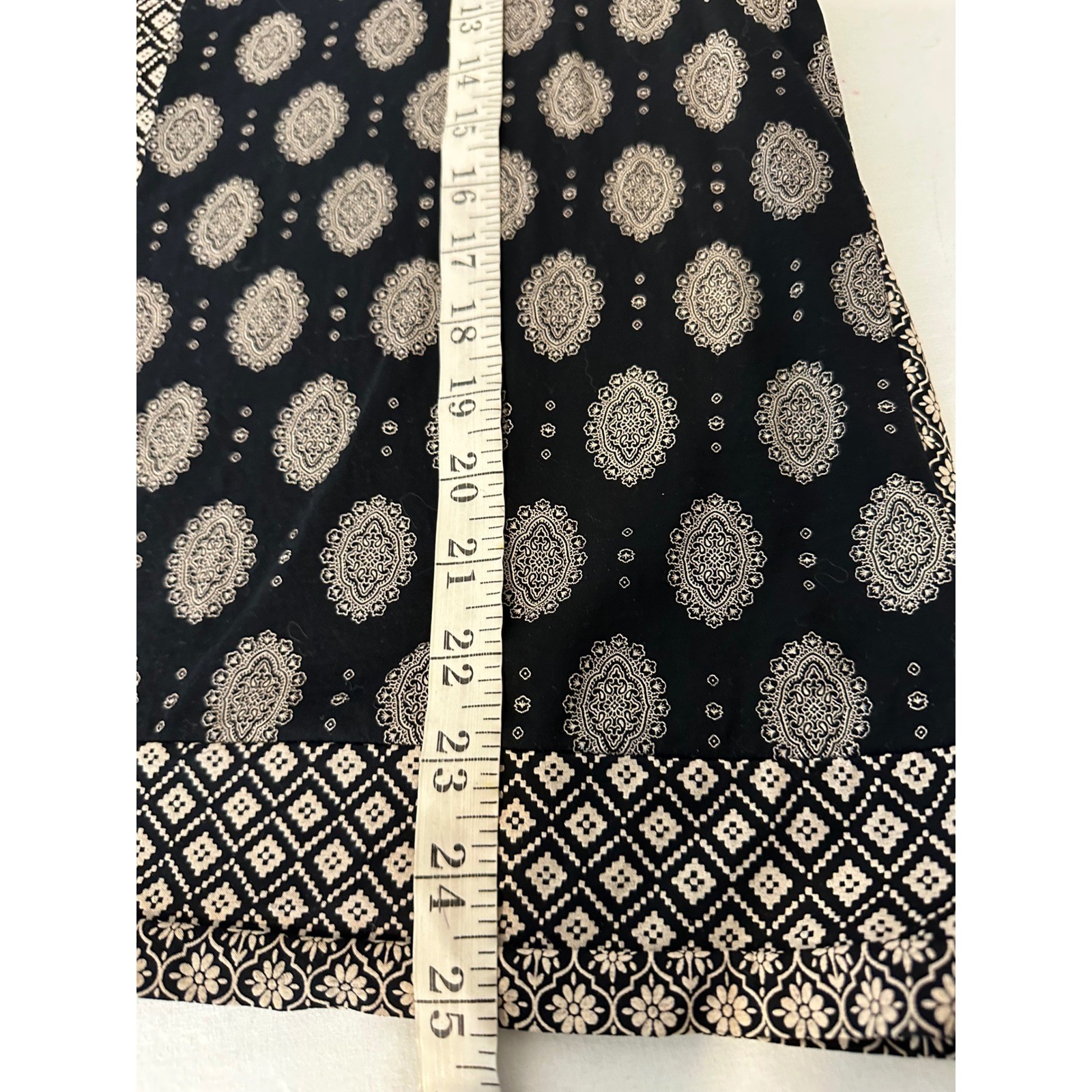 J.Crew Womens Black Cream Medallion Geometric Tile Print Cotton Blouse Large