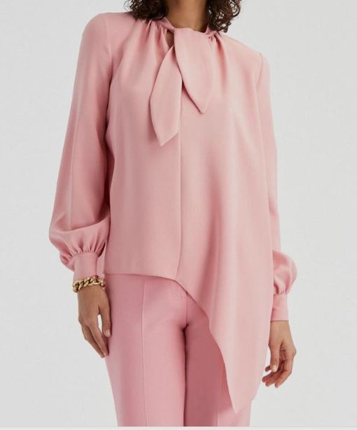 $1590 Oscar De La Renta Women’s Pink Silk Balloon Sleeve Blouse Top Size 14