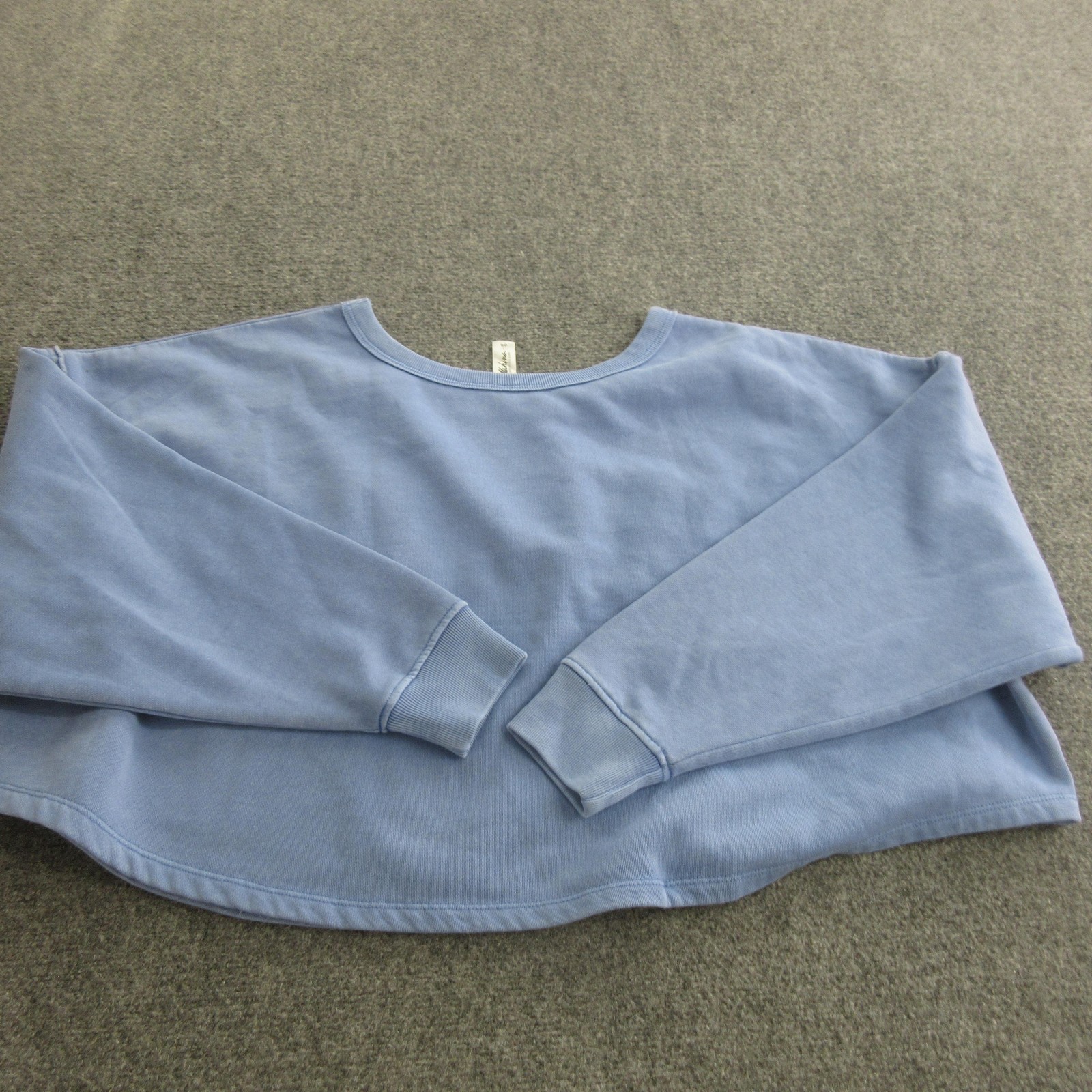 Mahina Shirt Womens One Size Blue Aloha Graphic Cropped Fleece Pullover Top