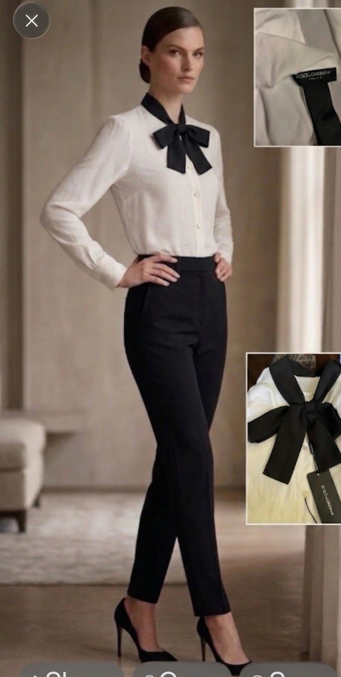 New WITH TAG Dolce & Gabbana Staff Blouse Women’s 36 White Long Sleeve Top Shirt